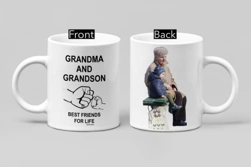 MIPOMALL Personalised Mug with Photo and Text, Grandma Birthday Gifts, Mothers Day Mug for Grandma, Happy Birthday Grandma Cup, Christmas Presents from Grandson Grandchildren - Best Friends for Life