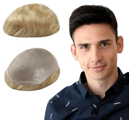 Lordhair Perücke Männer,Realität Toupet,0,06 mm Alle V-Looped Dünnes,Haarfreestyle,Natürlich eng anliegend-130% Mittlere Dichte