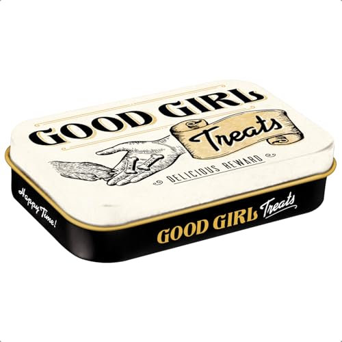 Nostalgic-Art Retro Leckerlidose, 6 x 9,5 x 2 cm, Good Girl Treats – Geschenk-Idee für Hunde-Besitzer, Hundeleckerli-Dose, Vintage Design