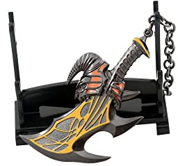 hanaiette 1 x God of War Chaos Klinge Donner Hammer Axt Schwert Waffe Modell Schlüsselanhänger mit Display-Ständer (Standardmodell 5)
