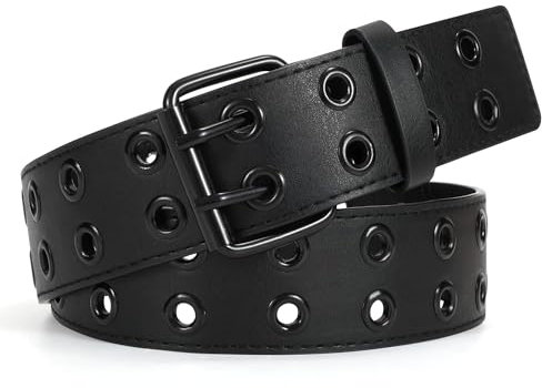 JasGood Punk Gürtel Nietengürtel Damen und Herren Doppelloch Gürtel mit Punk Style CosplayGürtel