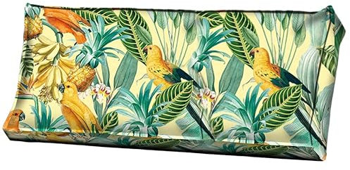 Bielik Gartenkissen für Paletten 120 x 40 cm | Wasserdichtes Sitzkissen für Europaletten | Outdoor & Indoor Kissen für Palettenmöbel | Hochwertige Palettenauflage, Made in EU – Gelb mit Papageien