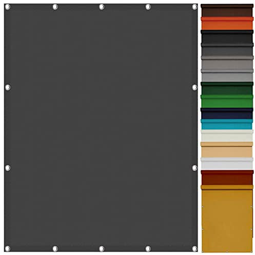 Sunsegel Rechteckig Wasserdicht 5 x 7 m 98% UV-Schutz Blickdicht Schattennetz mit Kostenlosem Seil für Patio Hinterhof Rasengarten, Dunkelgrau