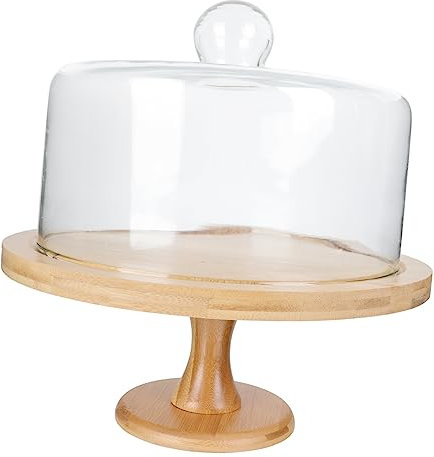 UPKOCH Soporte Para Tartas Con Tapa De Vidrio Transparente Base De Madera Resistente Para Postres Para Bodas Cumpleaños y Exhibición De Pasteles Fiestas Familiares
