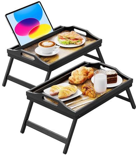 2 Pack Breakfast in Bed Tray for Eating, 16.92 x 12.6 Inch
