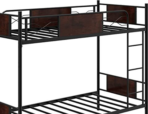 GOPLUS 95×200cm Etagenbett, Umwandelbares Hochbett in 2 Einzelbetten, Metallbett mit Schutzbrett, Stockbett für Kinderzimmer & Wohnheim