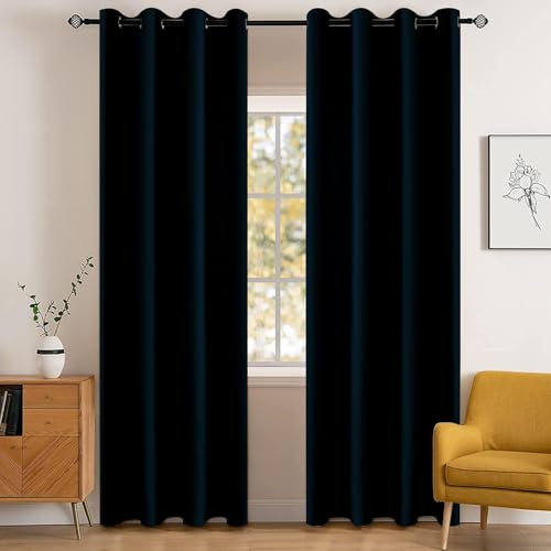YSTELLAA Impermeabili Tende Oscuranti Per Interni 2 Pezzi, 140×280cm, Tende Termiche Isolanti Con Anelli, Insonorizzanti, Moderne, Per Soggiorn, Camera Da Letto, Blu