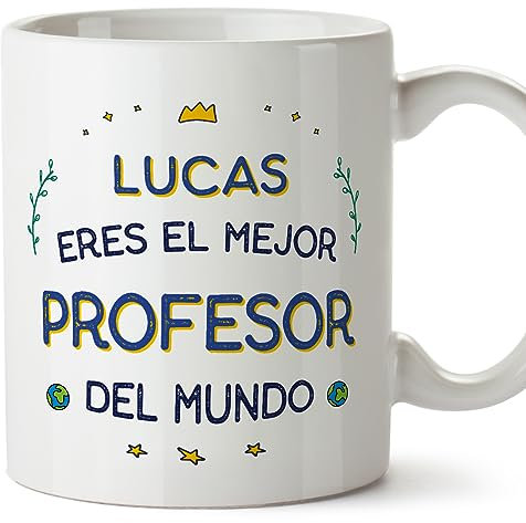 MUGFFINS Tazas Personalizadas para PROFESOR hombre - En Español - Mejor del Mundo - 11 oz / 330 ml - Regalo Personalizable original y divertido