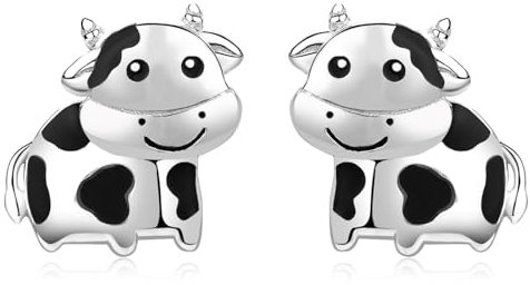 Kuh Ohrringe für Mädchen 925 Sterling Silber Hypoallergen Kuh-Print-Ohrringe Tierohrstecker Niedliche Tierschmuckgeschenke für Mädchen, Teenager und Töchter