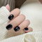 24pcs Short Square False Nails Black Stick on Nails Press on Nails Removable Glue-on Nails Acrylic Full Cover Fake Nails Women Girls Nail Art Accessories