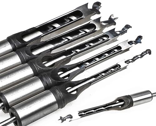 TOOSOAR 6 piezas Juego de Broca Cuadrada para Madera,Carpintería Cuadrado Broca Conjunto, para Agujeros Cuadrados Mortajador Cuadrado DIY Agujero de Apertura para Taladro de Madera