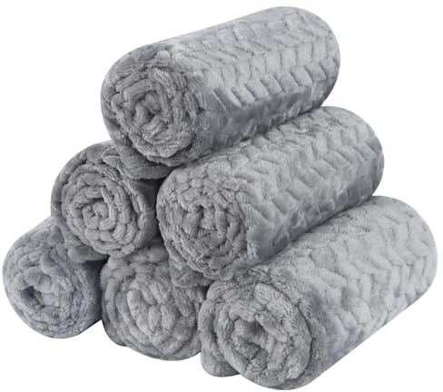 BVAGSS Couverture pour Chien Chaton, 6 Pièces Moelleux Épais en Flanelle Lavable Animaux Coussin pour Petits et Moyens Chiots et Chatons XH075 (104 x 76 cm, Grey Wheat Ears)