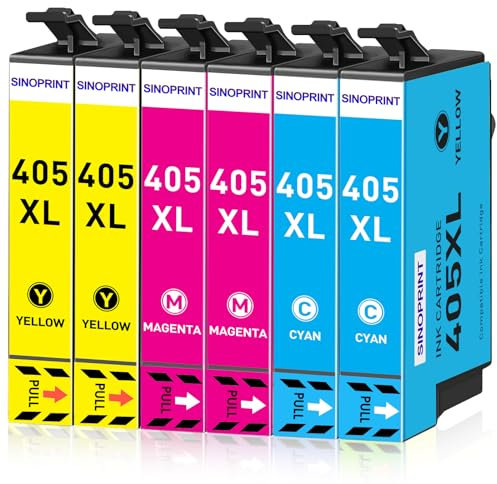 SINOPRINT 405XL Patronen Kompatibel für Epson 405 XL Druckerpatronen für Workforce Pro WF-3820 WF-3825 WF-4820 WF-4825 WF-4830 WF-7830 WF-7835 WF-7840 (2 Cyan, 2 Magenta, 2 Gelb)