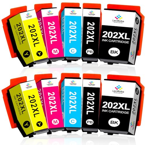 LeciRoba 202 Ersatzdruckerpatronen für Epson 6000, 6005, 6100, 6105 (10 Pack)