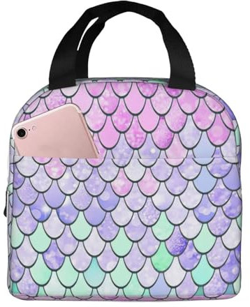 EdWal Lonchera con estampado de escamas de sirena para mujeres y hombres, adultos, reutilizable, aislada, para el trabajo, viajes, picnic