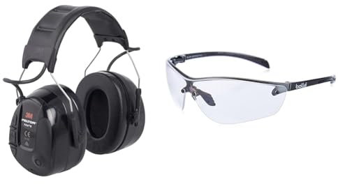 3M PELTOR Casque ProTac™ III, noir, 32 dB, serre-tête, MT13H221A & Bollé Safety Silium+ Incolores Lunettes Traitement Anti-Buée Platinum SILPPSI Chasse Sport Tir Pêche Travail Sécurité Antibuée