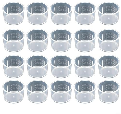 ARMYJY 20 misurini graduati in plastica, 10/20/30 ml, contenitori per liquidi in resina epossidica e silicone, trasparenti, 10 ml