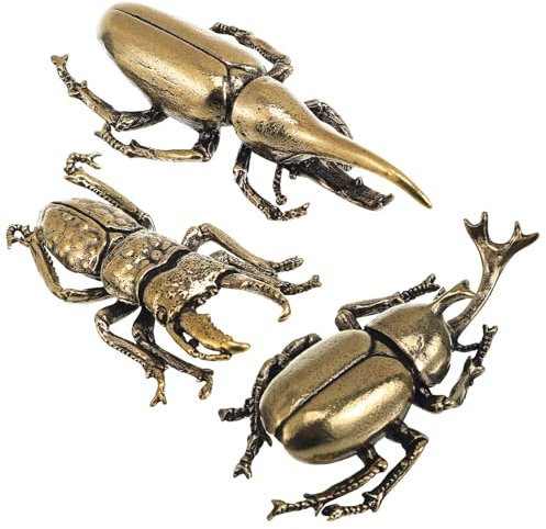 Alipis 3stücke Teiliges Metallkäfer Statuen Lebensechte Miniatur Figurinen Für Schreibtisch Deko Handwerkskunst Langlebige Metall Tierornamente Für Zuhause Und Büro