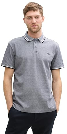 TOM TAILOR Herren 1045629 Poloshirt, 24571-navy White Two Tone Pique, L