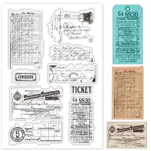 PH PandaHall Retro Ticket Transparentstempel Zur Kartengestaltung Ticket Texture Klar Silikon Stempel Gummi Stempel Für DIY Scrapbooking Album Journal Handwerk