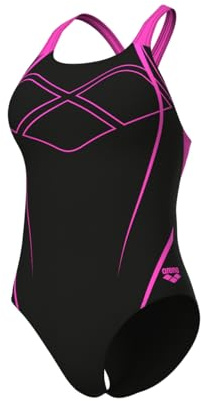 ARENA Feel Graphic Swim Pro Back Women's One-Piece Swimsuit, Quick-Drying Sporty Swimsuit in Maxfit Eco Fabric, Resistant to Chlorine and Salt with UPF 50+ UV Protection