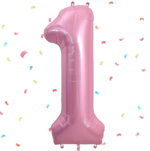 Ballon Chiffre 1,Ballons 1 an Rose,Ballons 1 Ans Anniversaire Numero 1 Hélium Ballons,101cm Chiffre 1 Decoration Pour Garçons Filles Anniversaire Fête
