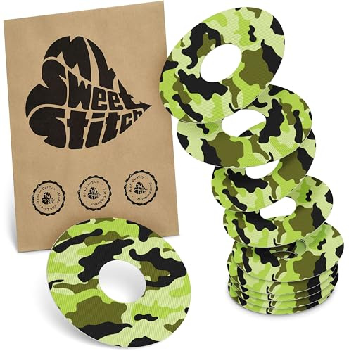 MySweetStitch 10 Ringpatches für Katheter klein rund Camo | Stabilisiert ablösende Ränder, Mitte bleibt frei, wasserfest und flexibel, bis zu 15 Tage Halt