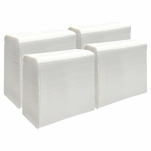 Jebblas Lot de 800 serviettes en papier de soie pliées en Z, 1 couche, blanc doux et absorbant, parfait pour les toilettes, les fêtes, 22,5 x 22 cm, 800 pièces au total