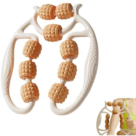 Eruceky Rouleau de Massage à 7 Roues pour Mollets, Double rangée d'anneaux de massage pour les jambes, Outils de massage du corps, Jambes, Bras Soulage les Douleurs Musculaires, rouleau à main