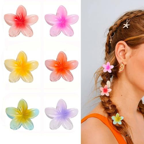 Lot de 6 pinces à cheveux en forme de fleur - Antidérapantes - Mini pinces à cheveux - En plastique - Pour une tenue solide - Pour femme et fille - Cadeau