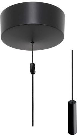 Taps2Traps™ Matt Black Bathroom Light Pull Switch with Mordern Sleek Toggle & Black Cord 2 Way 6A