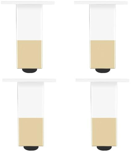 SZLXJMFL Furniture Legs Adjustable, 4pcs Square Furniture Feet White with Gold Aluminum Alloy | Anodized Surface Height: 6-60cm Sofa Legs Cupboard Feet-15cm/6