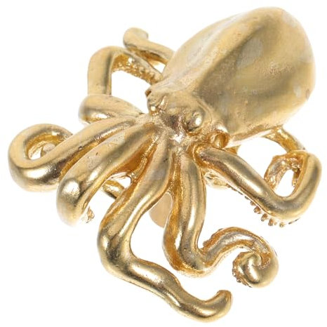 jojofuny GebüRsteter Messing TüRgriff Oktopus Design Vintage MöBelgriff FüR SchranktüRen Und Schubladen Nautische Dekoration Und Einfache Montage
