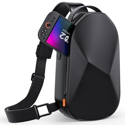 COOWPS Umhängetasche für Nintendo Switch 2 (2025) / Switch OLED / Steam Deck, Geräumig, stylische tasche mit EVA Hartschale, Verstärkter Futterrand, rundum geschützter Reisetasche für Switch 2 Zubehör