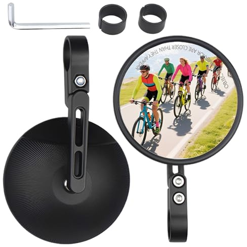 2 Stück Motorrad Spiegel 360° Drehbar Abstimmen Lenkerendenspiegel, Runde Supermoto Spiegel Zubehör Bausatz Kompatibel mit ATV MT07 Z750 CB125R Z900 Meisten Motorrädern Roller Fahrrad