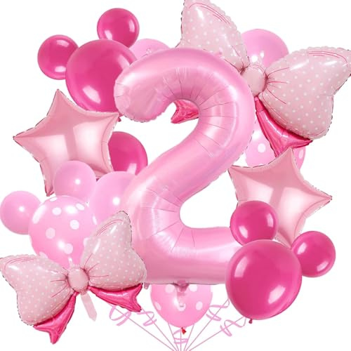 20 PCS Geburtstagsdeko 2 Jahr, 2 Jahr Geburtstag Mädchen, Luftballon 2. Geburtstags, Deko 2. Geburtstags Mädchen, Geeignet für Mädchengeburtstagspartys, Rosa Themenpartys, Babypartys
