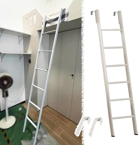 Hochbett Leiter Metall Wohnmobil Wohnwagen Hochbettleiter, Dachgeschoss Wohnheim Hochbett Leiter Zum Einhängen mit Haken, Weiße Austauschbare Steigleitern, 120 135 140 150 160 165 170 180cm(175cm/69)