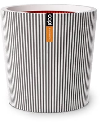 Capi Europe - Gefäß konisch Groove NL - 36x34 - Elfenbein - Blumentopf für den Innen- und Außeneinsatz - Übertopf - Pflanztopf - Pflanzgefäß - Kunststoff - KGVI612