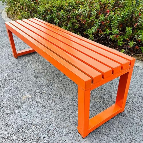 Generisch Gartenbank Metall wetterfest Balkonbank Parkbank 2-Sitzer ohne Armlehnen & Rückenlehne Sitzbank für Garten,Terrasse,Hof,Veranda 400kg Belastbar(Orange,100 cm)