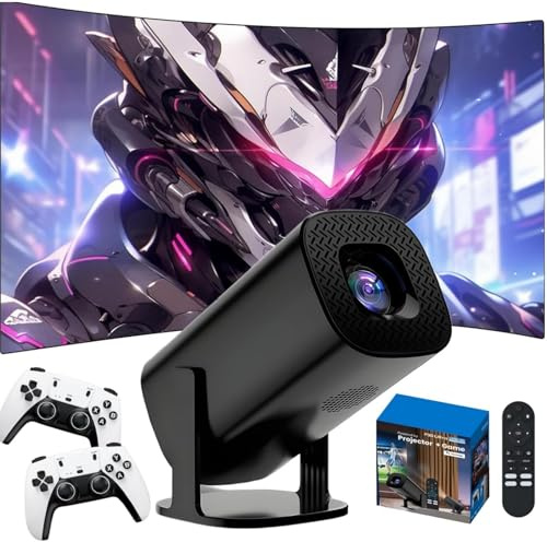 P30 Ultra Mini Projector,Built 36000+ Games,14 emulators,2.4G+5G WIFI & Bluetooth Smart Portable projector,1024 * 720P GAME projectors with 2 Wireless Controllers,Android 11,for Gaming & Camping
