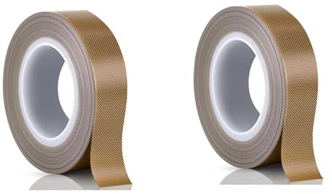 Teflonband Selbstklebend, Hitzebeständiges Klebeband, Klebeband Hitzebeständig, Bis 240°C, 2 Rollen à 10Meter, 10 mmBreite, 0,13 mmDicke PTFE für Vakuumiergeräte, 3D-Druck, Elektronik, Industrie & DIY