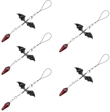 LRXIYODE Mobiltelefonhängsmycken med Punk Vings Korsdesign Hållbar Cellphone Lanyard Dekoration för Kvinnor Passform för Mobilfodral Väska