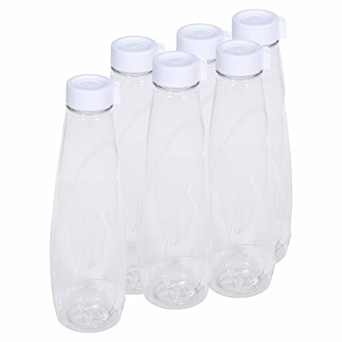 Set of 6 Reusable Water Bottles (950ml) – Clear BPA Free Plastic Drinks Bottles with Leakproof Screw Lid | Durable Clear Juice, Milk & Smoothie Fridge Bottles for Home, Gym or School