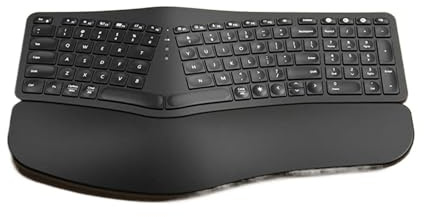 Genérico Compatible con Windows Mac Teclado ergonómico Dividido retroiluminado Blanco Bluetooth 2,4G reposamuñecas inalámbrico Recargable(Portugal)