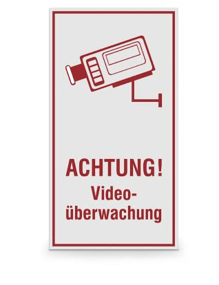 SafetyMarking® Hinweisschild Achtung! Videoüberwachung | BxH: 8,0 x 15,0 cm | Material: PVC-Folie | Befestigungsart: Zum Verkleben | Betriebskennzeichnung