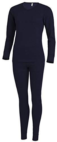 Medico Damen Thermounterwäsche Winterwäsche Skiunterwäsche Set Navy/Blau Größe: XL