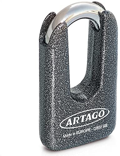 ARTAGO 69T/B Candado Moto Alta Gama, Mejor Mini U Antirrobo Disco, Máxima Resistencia, Testado Nivel BUNKER, Homologado SRA SSG y ART4, Puro Acero Forjado Monoblok, Pinza Cepo Moto o Candado Cadena