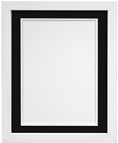 Marco de fotos blanco H7 con soporte doble blanco y negro de 40 x 30 pulgadas para fotos de 36 x 24 pulgadas (vidrio de plástico)