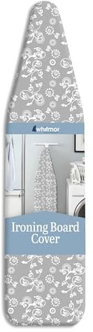 Whitmor Deluxe Ironing Board Cover and Pad, 100% Cotton Iron Board Replacement Cover with Heat-Resistant Surface, Fit for 54 L x 15 W Ironing Boards, (Ironing board not included) - Grey Swirl
