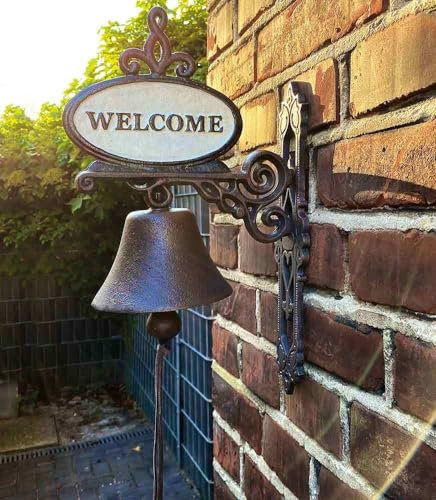 zeitzone Türglocke Welcome Glocke Nostalgie Gusseisen Landhausstil Antik-Stil Braun